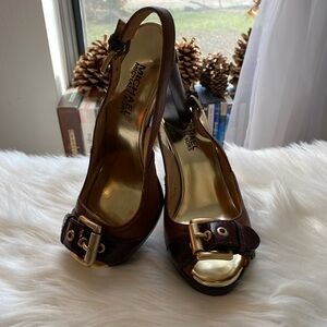 Michael Kors Brown Peep-Toe Heels
